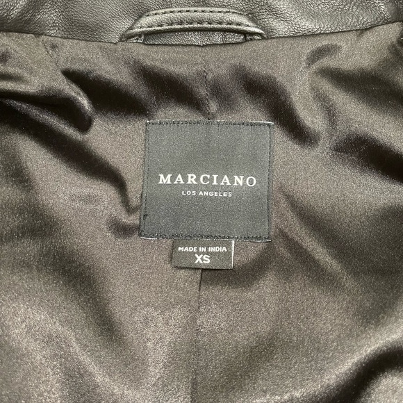 MARCIANO Daniel Moto-Zip Ruffle Leather Jacket - Picture 12 of 13